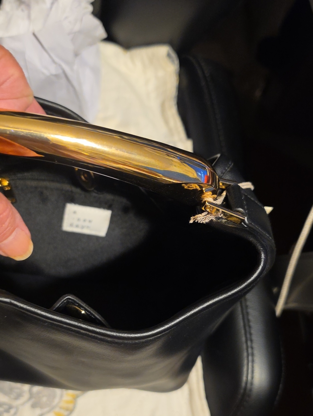 A New Day Black Faux-Leather Top Handle Bag with Gold Hardware - Picture 4 of 4
